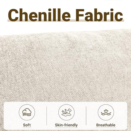 Culect 360° Swivel Rocker Recliner Multi-Functional Nursing Chair with Heating and Massage, Manual Recliner Chair with Cup Holders, Lazyboy Recliner Chair for Living Room and Bedroom, Beige Chenille Culect