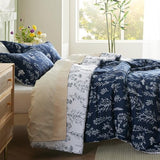 Bedsure Twin/Twin XL Duvet Cover - Reversible Navy Blue Duvet Cover Set with Zipper Closure, 2 Pieces Cute Floral Patterned Bedding Set with 8 Corner Ties and 1 Pillow Sham Bedsure