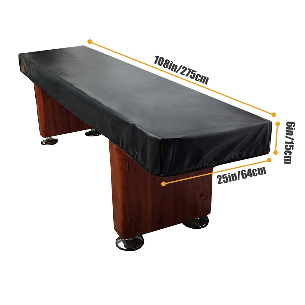 COOSOO Shuffleboard Table Cover Waterproof Outdoor 9FT 12FT 14 FT Shuffleboard Table Cover Weather Resistant Dustproof Furniture Protective Black COOSOO