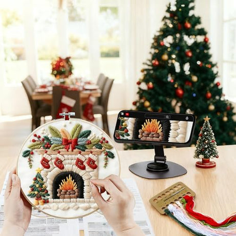 QCCTPUU 4 Sets Christmas Embroidery Kits, Beginner Embroidery Kit for Adults, Cross Stitch Kits for Beginners with Hand Embroidery Tools(Instructions, Needles, Threads QCCTPUU