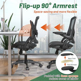 KIZECK Ergonomic Comfy Mesh Home Office Computer Desk Chair with Height Adjustable Lumbar Support with Flip up Arms for Adult KIZECK