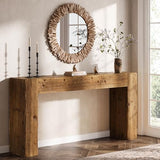 TRIBEWOOD Solid Wood Console Table, 63-Inch Farmhouse Sofa Table Behind Couch for Entryway, Living Room, Foyer, Easy Assembly (Rustic Brown) TRIBEWOOD