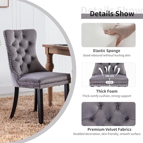 HAIZAO Extendable Oval Dining Table Set with 8 High-End Velvet Upholstered Chairs, 59 to 91 Inch Kitchen Table & Tufted Solid Wood Dining Chairs with Nailhead Trim, Contemporary Dining Room Furniture HAIZAO