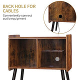 Possile Record Player Stand with Vinyl Record Storage, Mid-Century Turntable Stand for Living Room Bedroom Office, Record Player Table, Vinyl Holder Holds up to 100 Albums, Rustic Brown Possile