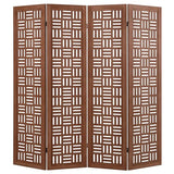 Giantex 4 Panels Room Divider - Folding Room Dividers with Carved Cutout Pattern & Solid Wood Frame, Fully Assembled, 5.5FT Antique Partition Privacy Screen Wall Divider for Room Separation, Brown Giantex