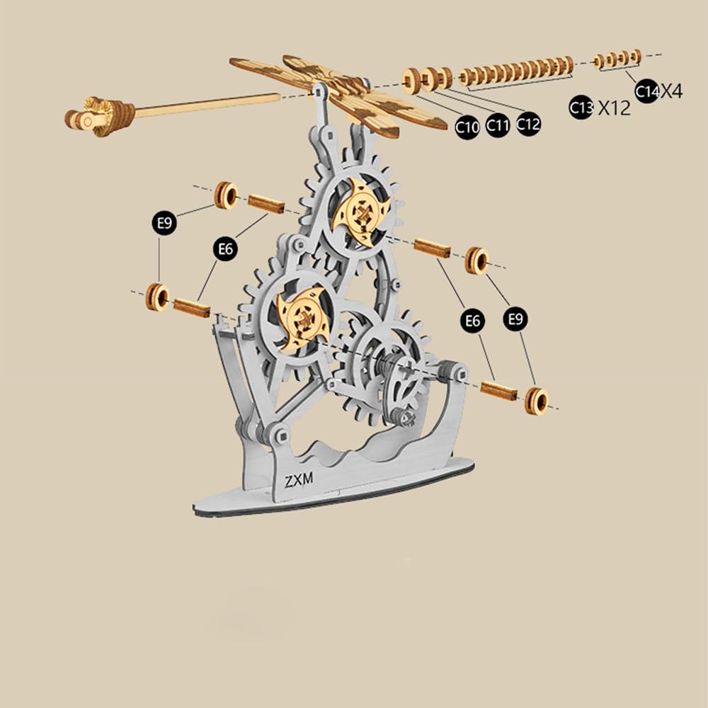 Aida & Hani Wooden Dragonfly Toy 3D Puzzle Toy Creative DIY Assembly Mechanical Wood with Mortise and Tenon Structure Jigsaw Toy Ornament Aida & Hani