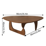 Wooden Mid-Century Modern Coffee Table,Coffee Tables for Living Room,Farmhouse Coffee Table,Simple Center Table,Rounded Corners,Easy Assembly,for Living Room Home Office(Walnut,90x58x40cm) POWRZZZY
