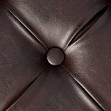 Homepop Home Decor | Button Tufted Faux Leather Round Storage Ottoman | Ottoman with Storage for Living Room & Bedroom (Distressed Brown) HomePop