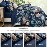 Luxudecor King Comforter Set 7 Pieces Bedding Sets, Navy Blue Floral Comforter and Sheet Set, Soft Microfiber Bed in a Bag for All Seasons (Navy Blue,104"x90") Luxudecor