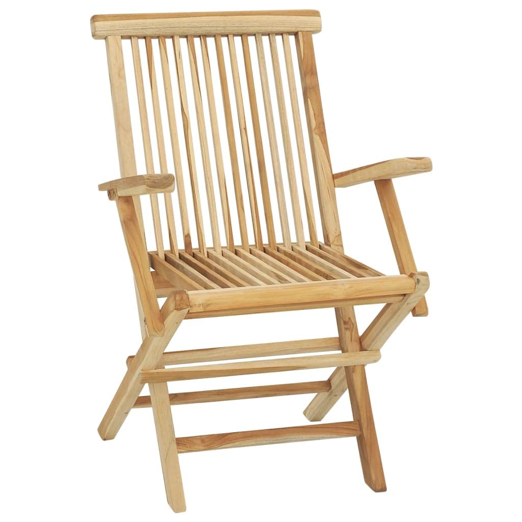 vidaXL 5-Piece Solid Teak Wood Patio Dining Set - Weather Garden Furniture - Includes Rectangular Folding Table & 4 Folding Chairs - Perfect for Outdoor Camping & Picnic vidaXL