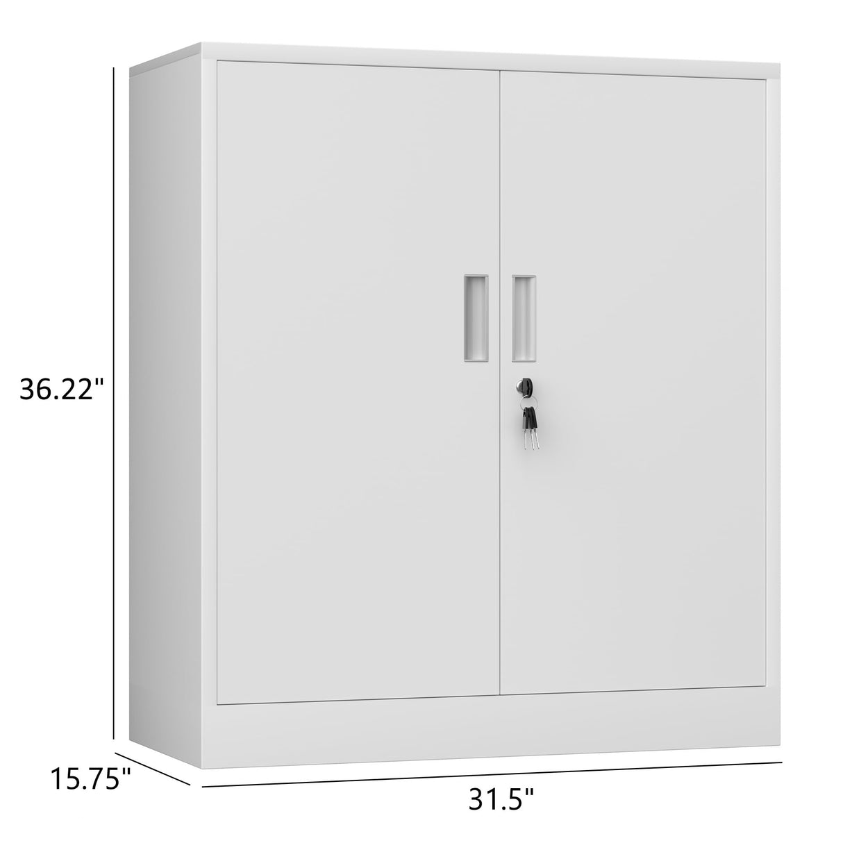 iJINGUR Metal Storage Cabinet with Locking Doors and 2 Adjustable Shelves, Small Lockable Storage Cabinet for Home Office Garage (White) iJINGUR