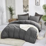 Luxlovery Grey Comforter Set Twin Dark Grey Bedding Comforter Sets Minimalist Gray Blanket Quilts Solid Breathable Soft Quilts Modern Grey Bedding Set Durable 3 Piece Comforter Set Luxlovery