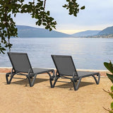 Domi Pool Lounge Chairs Set of 2, Aluminum Adjustable Outdoor Chaise Lounge with Wheels, All Weather Outdoor Lounge Chair for Deck Lawn Patio Backyard, Textilene - Gray