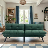 JvFun 71-inch Microfiber Upholstered Futon Sofa Bed - 2 Seats, Adjustable Arms/Back, Iron Legs | Convertible to Sleeper for Main Living Spaces, Bedrooms, Offices (Emerald +2Seat) JvFun
