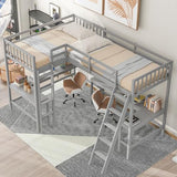 Harper & Bright Designs L-Shaped Loft Bed with Desks, Wood Twin Size Loft Bed with Ladder & 2 L-Shaped Desks, Corner Twin Bed for Kids, Teens, Adults (Gray) Harper & Bright Designs