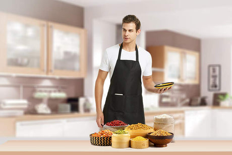 DUSKCOVE 8 Pack Bib Aprons Bulk - Unisex White Commercial Apron with 2 Pockets for Kitchen Crafting BBQ Drawing Cooking DUSKCOVE