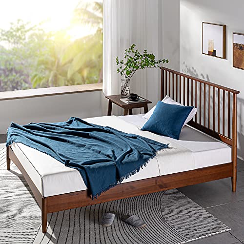 ZINUS Linda Mid Century Brown Wooden Platform Bed Frame - No Box Spring Needed, Easy Assembly, King Size - WoodArtSupply