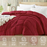 Homelike Moment Twin Comforter Duvet Insert - Red Down Alternative Bed Comforter Twin Size, Lightweight Bedding Comforters Quilted All Season All Season Solid Red Homelike Moment