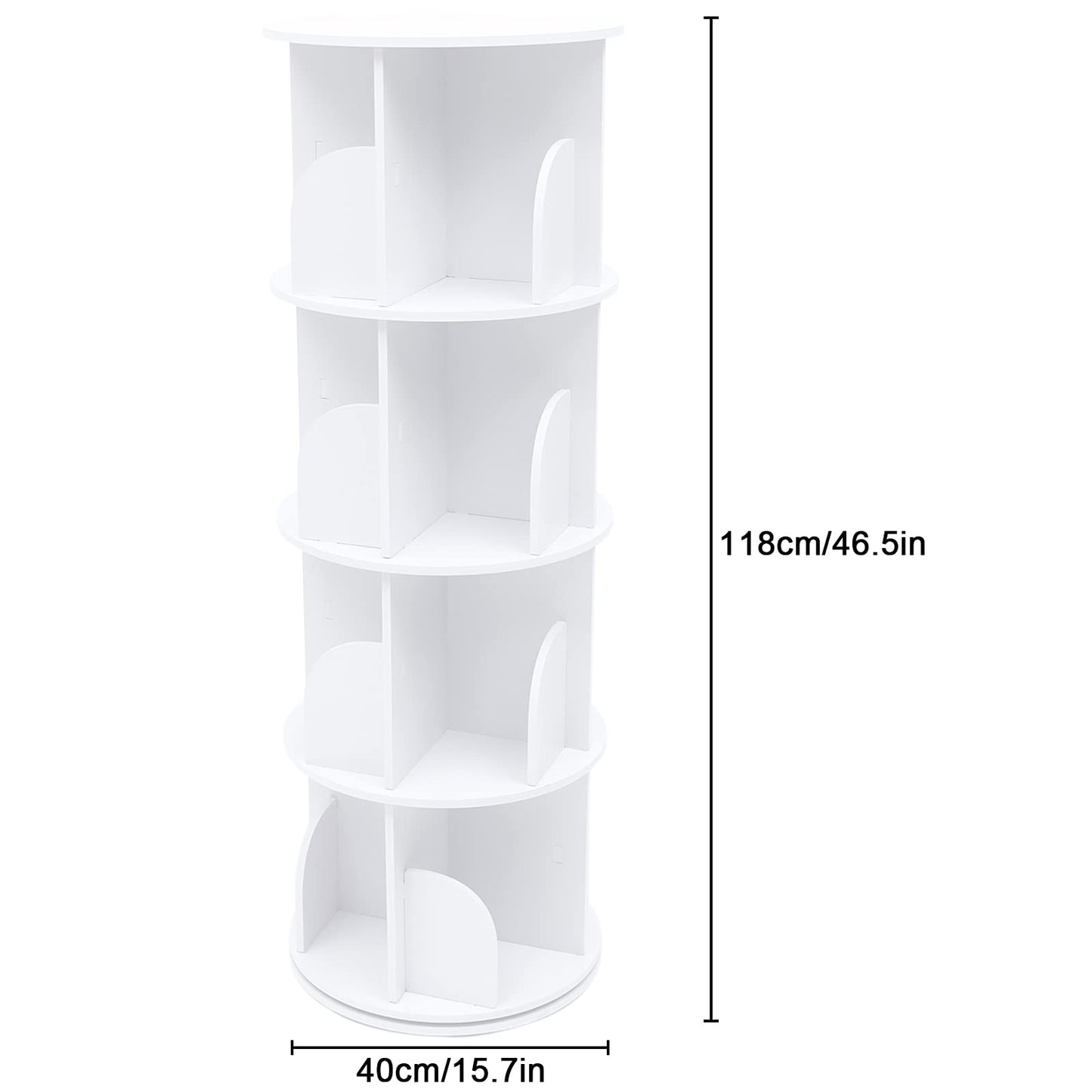 HAPPCUCOE 360° Rotating 4-Tier Bookcase - Stylish Floor Standing Organizer for Any Space - WoodArtSupply