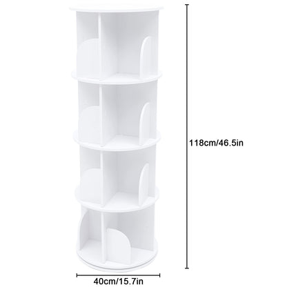 HAPPCUCOE 360° Rotating 4-Tier Bookcase - Stylish Floor Standing Organizer for Any Space - WoodArtSupply