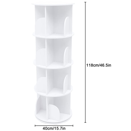 HAPPCUCOE 360° Rotating 4-Tier Bookcase - Stylish Floor Standing Organizer for Any Space HAPPCUCOE