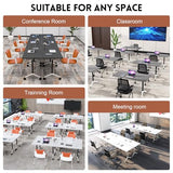 SOIUDNEB Folding Conference Table, Mobile Conference Table on Wheels, Large Flip-Top Conference Room Tables, Foldable Modular Rolling Training Table for Office Classroom (2, Walnut, 47.2in) SOIUDNEB