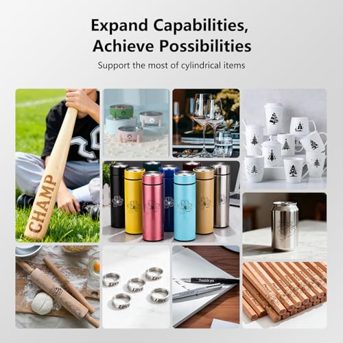 LASER TREE Rotary Roller for Laser Engraver, Y-axis Laser Engraver Attachment 360° Rotation, a Good Partner for Laser Engraving Machine LASER TREE