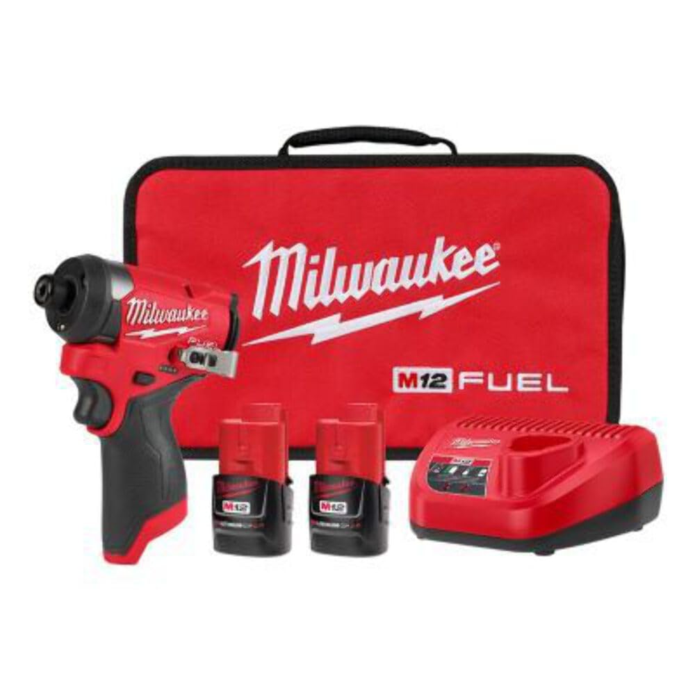 M12 Fuel 12V 1/4" Lithium-ion Cordless Impact Driver Kit - with 2 Batteries, Charger, and Tool Case - WoodArtSupply