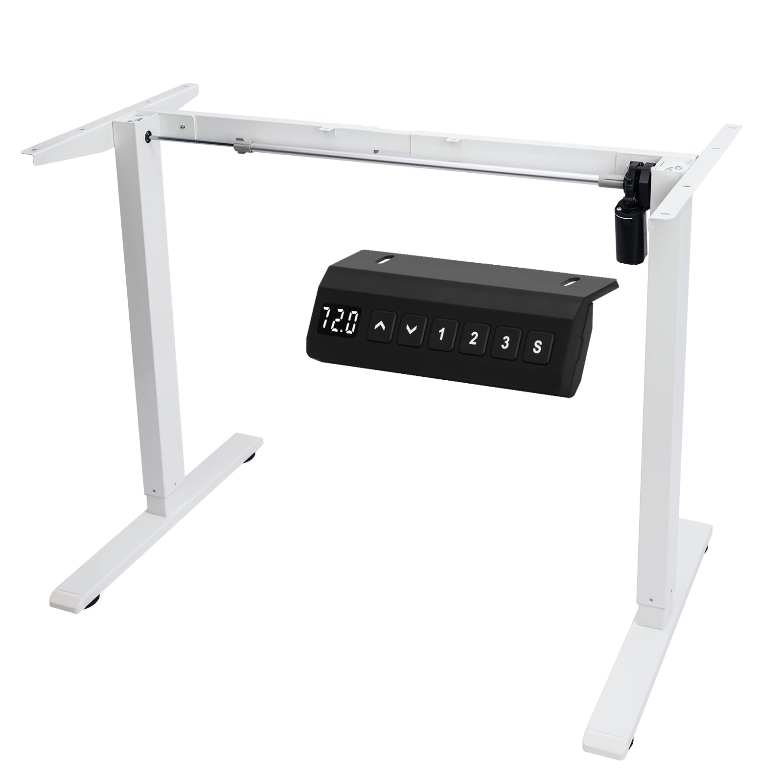 CROWNFURN Electric Standing Desk Frame Workstation,Height Adjustable Table Legs, Stand Up Computer Desk Legs for Home Office,White Frame Only - WoodArtSupply