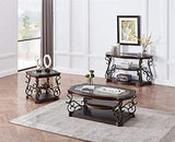 Goujxcy Elegant Retro Console Table, 3-Tier Traditional Rectangle Sofa Table with Tempered Glass Top, Mid-Marble Shelf, Vintage Accent Entryway Table for Living Room Hallway, Easy Assembly Goujxcy