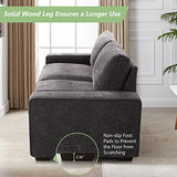 LEISLAND 88.58" Modern Sofas Couches for Living Room, Chenille Deep Seat Sofas & couches with Metal, Removable Low-Back Sofa Cushion and Detachable Sofa Cover/Easy to Install(Dark Grey) LEISLAND