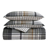 Eddie Bauer - Twin Comforter Set, Reversible Plaid Bedding with Matching Sham, Oeko-Tex Certified, Dorm Essentials (Normandy Grey) Eddie Bauer