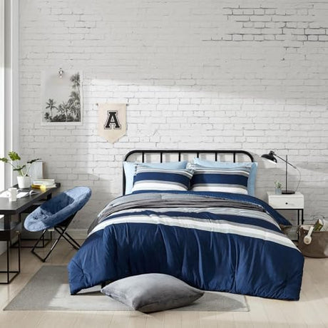 Nautica - Twin/Twin XL Comforter Set, Soft Brushed Bedding with a Relaxed Feel for Year-Round Use, 2 Piece Bed Set with Matching Pillowcase (Heathered Block Grey) Nautica