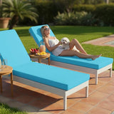 Summsun Chaise Lounge Cushions Outdoor Set of 2 - Waterproof and Fade Resistant Sun Lounger Replacement Cushions - Patio Lounger Pads with Removable Cover for Pool, Deck, Lawn, 72 x 21 x 3 Inch, Teal