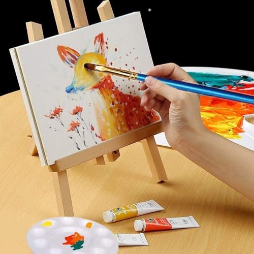 DOMMARE 11 in Painting Easel Stand Wood Tabletop Easels for Canvases, Art, Crafts, Small Wooden Table Top Paint Tripod Station for Kids Adults, Portable Display Photo Picture Sign Holder(2 Pack) DOMMARE