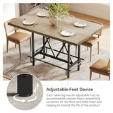 LITTLE TREE 63-Inch Industrial Bar Table with Metal Footrest, Counter Height Pub Table for Kitchen, Home Bar & Entertaining (Rustic Gray) LITTLE TREE