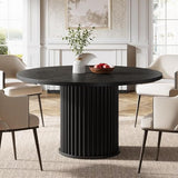 Tribesigns 47.24-Inch Black Round Dining Table for 4-6 People, Modern Fluted MDF + Metal Base Kitchen Table, Sturdy Circle Dining Room Furniture, Black Tribesigns
