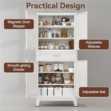 XIOMIOHTRQ Metal Storage Cabinet, 71” Tall Kitchen Pantry Cabinets, Steel File Cabinet with 4 Doors & Adjustable Shelves and Drawer for Kitchen, Dining Room, Living Room, Bathroom XIOMIOHTRQ