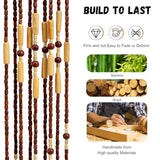 DouSeiAi Natural Wood and Bamboo Beaded Curtain Room Divider, 32 Strands Hanging Doorway Decor for Bedroom, Porch, Living Room, 35 x 69 Inches DouSeiAi