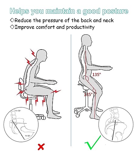 TUJOBA Modern Ergonomic Saddle Seat Kneeling Chair with Backrest, 360 Degrees Swivel Mobile Angled Posture Stool for Office, Black Leather TUJOBA