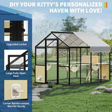 Large Outdoor Cat Enclosure for Multiple Cats - Weatherproof Catio with UV Cover, Platform & Side Door Garvee
