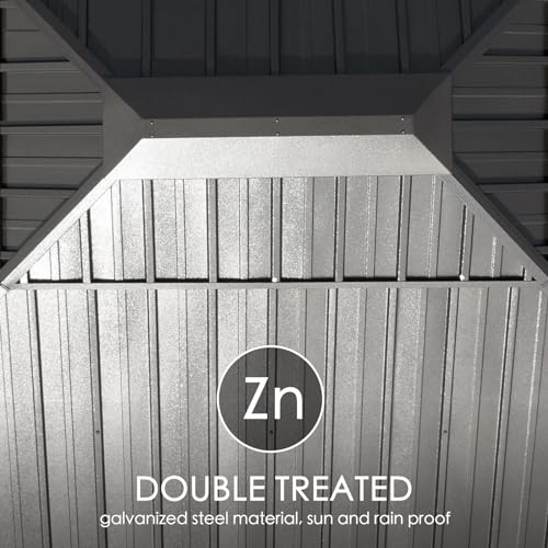 Kozyard Apollo 12’x12’ Hardtop Gazebo, Wooden Coated Aluminum Frame Canopy with Galvanized Steel Double Roof, Outdoor Permanent Metal Pavilion with Netting for Patio, Deck and Lawn (12ft x 12ft) Kozyard