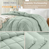Homelike Moment Twin Comforter Duvet Insert - Green Down Alternative Bed Comforter Twin Size, Lightweight Bedding Comforters Quilted Soft All Season Solid Green Homelike Moment