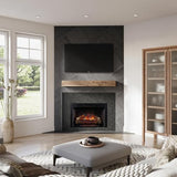 Modern Ember Uptown 36" Smart Electric Fireplace Insert with Remote Control, Alexa/WiFi Enabled - 1,000 Sq Ft Electric Heater with Realistic Flames and Log Set Modern Ember