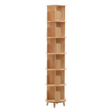 360° Rotating Solid Hardwood Bookshelf - 6-Tier Freestanding Storage & Display Rack for Any Room SAHUANIYE