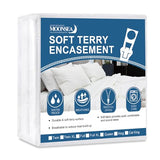 Moonsea Queen Mattress Protector Zippered (10/11/12/13/14 Inchs), Soft Terry Surface Mattress Encasement, 6-Side Waterproof Mattress Cover for Kids, Well Zipper, Noiseless, for Queen Mattress 60 * 80 Moonsea