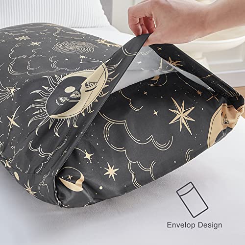 EXQ Home Satin Pillowcase for Hair and Skin Queen - Black Printed Silk Pillow Cases 2 Pack 20x30 inches - Satin Pillow Cases Set of 2 with Envelope Closure, Gifts for Women Men EXQ Home