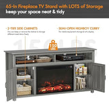 YESHOMY Fireplace TV Stand for Television up to 65+ Inch with Storage and Farmhouse Barn Doors, Entertainment Center with Cabinet and Shelves, Media Console for Living Room, Gray Wash YESHOMY