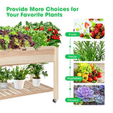 VIVOSUN Elevated Wooden Raised Garden Bed, 46 x 24 x 32 Inches, Mobile Outdoor Planter Box with Storage Shelf and Protective Liner for Outdoor Use, with Lockable Wheels VIVOSUN