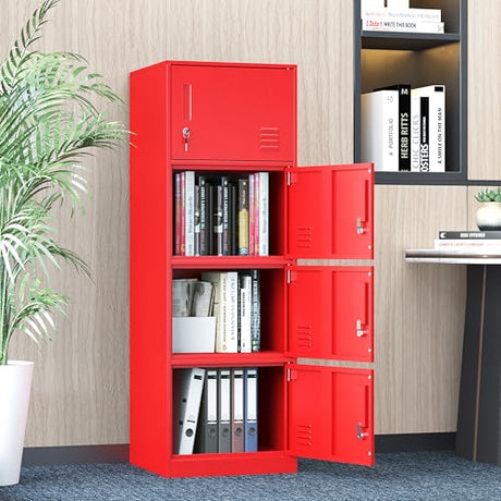 Fumedo Metal Lockers for Employees,Office Storage Locker with 4 Door,Tall Locker Cabinet for Employees,School, Office, Home, Gym,Bedroom Fumedo